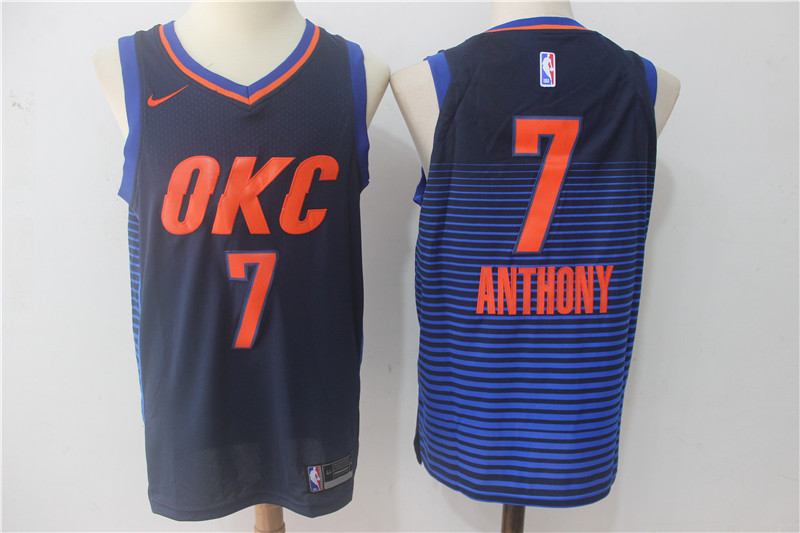Men Oklahoma City Thunder 7 Anthony Blue OKC NBA Jerseys